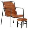 Image de Fauteuil de Relaxation avec Repose-pied Chaise de Salon Chaise de Salle de Séjour Chambre à Coucher Maison Intérieur Marron Cuir Véritable