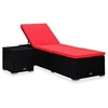 Image de Chaise longue avec coussin et table à thé Résine tressée Rouge