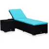Image de Chaise longue avec coussin et table à thé Résine tressée Bleu