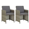 Image de Chaises de jardin lot de 2 avec coussins Résine tressée Gris