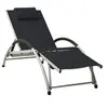 Image de Chaise longue avec oreiller textilène noir