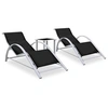 Image de Chaises longues lot de 2 avec table aluminium noir