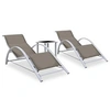 Image de Chaises longues lot de 2 avec table Aluminium Taupe