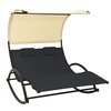 Image de Chaise longue double avec auvent textilène noir et crème
