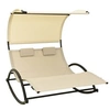 Image de Chaise longue double avec auvent Textilène Crème