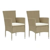 Image de Lot de 2 chaise H. 84 cm non pliable en resine tressee exterieur beige