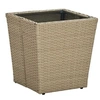 Image de Table à thé Beige 41,5x41,5x44cm Résine tressée et verre trempé