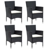 Image de Lot de 4 chaise H. 84 cm empilable non pliable exterieur en resine tressee noir