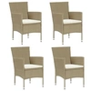 Image de Lot de 4 chaise exterieur non pliable en resine tressee H. 84 cm beige