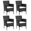 Image de Chaises à manger de jardin lot de 4 Résine tressée Noir