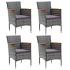 Image de Chaises à manger de jardin lot de 4 Résine tressée Gris