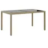 Image de Table de jardin 150x90x75 cm Verre trempé résine tressée Beige