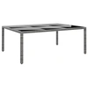Image de Table de jardin 200x150x75 cm Verre trempé-résine tressée Gris 310587