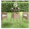 Image de Table de jardin Ø60x75 cm Verre trempé-résine tressée Beige 310601