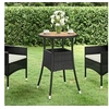 Image de Table de jardin Ø60x75 cm Acacia et résine tressée Noir 310602