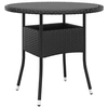Image de Table de jardin Ø80x75 cm Verre trempé-résine tressée Noir 310604