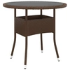 Image de Table de jardin Ø80x75 cm Verre trempé-résine tressée Marron 310605