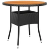Image de Table de jardin Ø80x75 cm Résine tressée et bois d acacia Noir