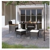 Image de Jeu de chaise et tabouret de jardin 4 pcs Résine tressée Noir 310614