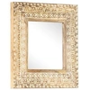 Image de vidaXL Miroir Sculpté à La Main Décoration de Maison Miroir de Maquillage Miroir de Couloir Intérieur 50x50x2,6 cm Bois de Manguier Solide 321644