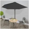 Image de Parasol de Balcon avec Mât en Aluminium Parasol de Patio Jardin Terrasse Anti-UV Anti-décoloration Extérieur Noir 312504