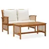 Image de Salon de jardin bois massif beige 2 pieces 2 personnes