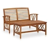Image de Salon de jardin marron 2 pieces 2 personnes x 50.0 x 43.0 cm bois massif