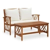 Image de Salon de jardin beige 2 personnes bois massif 102.0 x 50 x 43 cm 2 pieces