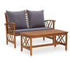 Image de Salon de jardin gris 2 pieces bois massif 102.0 x 50 x 43 cm 2 personnes