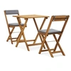 Image de Ensemble de bistro pliable 3 pcs et coussins bois acacia solide