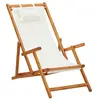 Image de Chaise pliable de plage Bois d eucalyptus solide et tissu Crème