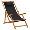 Image de Chaise pliable de plage bois d eucalyptus solide et tissu noir