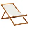 Image de Chaise pliable de plage bois d eucalyptus et tissu blanc crème