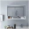 Image de Armoire à miroir de salle de bain LED Blanc 80x15x60 cm MDF