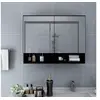 Image de Armoire à miroir de salle de bain LED Noir 80x15x60 cm MDF