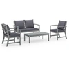 Image de Salon de jardin gris bois massif 4 pieces 100.0 x 50 x 33 cm 4 personnes