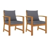 Image de Chaises de jardin lot de 2 avec coussin gris foncé Bois acacia