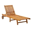 Image de Chaise longue marron en acacia H. 30 cm L. 199 cm non pliable