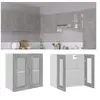 Image de Armoire en verre suspendue Gris béton Bois d ingénierie
