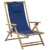 Image de Chaise en bambou empilable pliable interieur H. 71 cm bleu