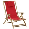 Image de Chaise de relaxation inclinable Rouge Bambou et tissu
