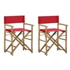 Image de Chaises pliables de directeur lot de 2 Rouge Bambou et tissu