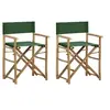 Image de Chaises pliables de directeur lot de 2 Vert Bambou et tissu