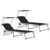 Image de Chaises longues pliables et toit lot de 2 Aluminium textilène