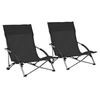 Image de Chaises de plage pliables lot de 2 Noir Tissu