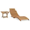 Image de Chaise longue pliable avec table Bois de teck solide