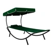 Image de Chaise longue de jardin avec auvent et oreiller vert 313534