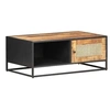 Image de Table basse 90x50x35cm Bois de manguier brut et canne naturelle