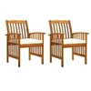 Image de Lot de 2 chaise exterieur empilable non pliable en acacia H. 90 cm marron