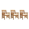 Image de Lot de 3 chaise H. 90 cm empilable non pliable exterieur en acacia bois